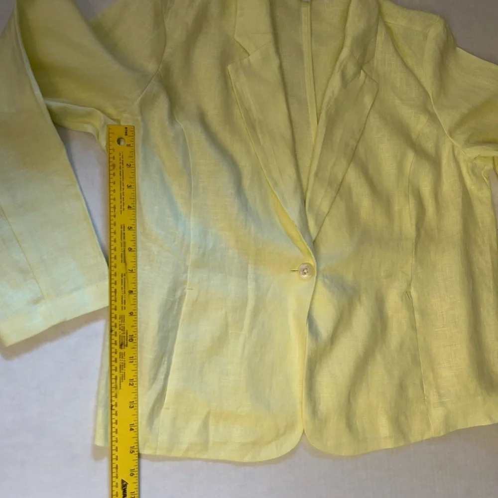 J.Jill Love Linen women's single button Yellow blazer Jacket Sz-PL.  S13‎